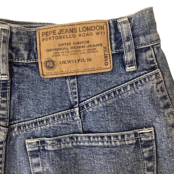 Vintage 1994 Pepe Jeans London Blue Denim Skirt Wraparound Jean Size 26 Y2K Boho - Picture 11 of 13